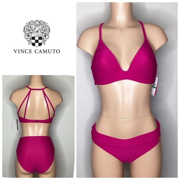 New. Vince Camuto Fuchsia bikini set. L-top/S-bottom. Retails $154